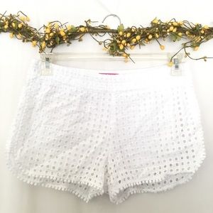 Lilly Pulitzer White eyelet/ cutout lined shorts S